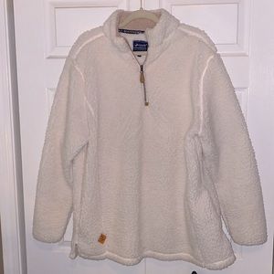 Simply Southern White Sherpa Quarter Zip Jacket with Beige Collar🤍